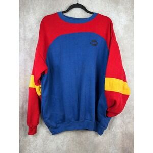 VTG 80/90s Dunlop Sweatshirt Mens XL Red Blue Yellow Colorblock Sport Style
